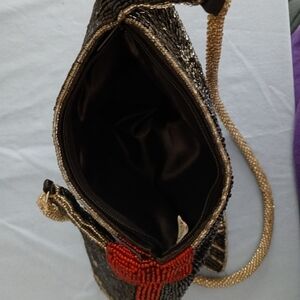 Elegant Beaded Evening Bag - Black and Red